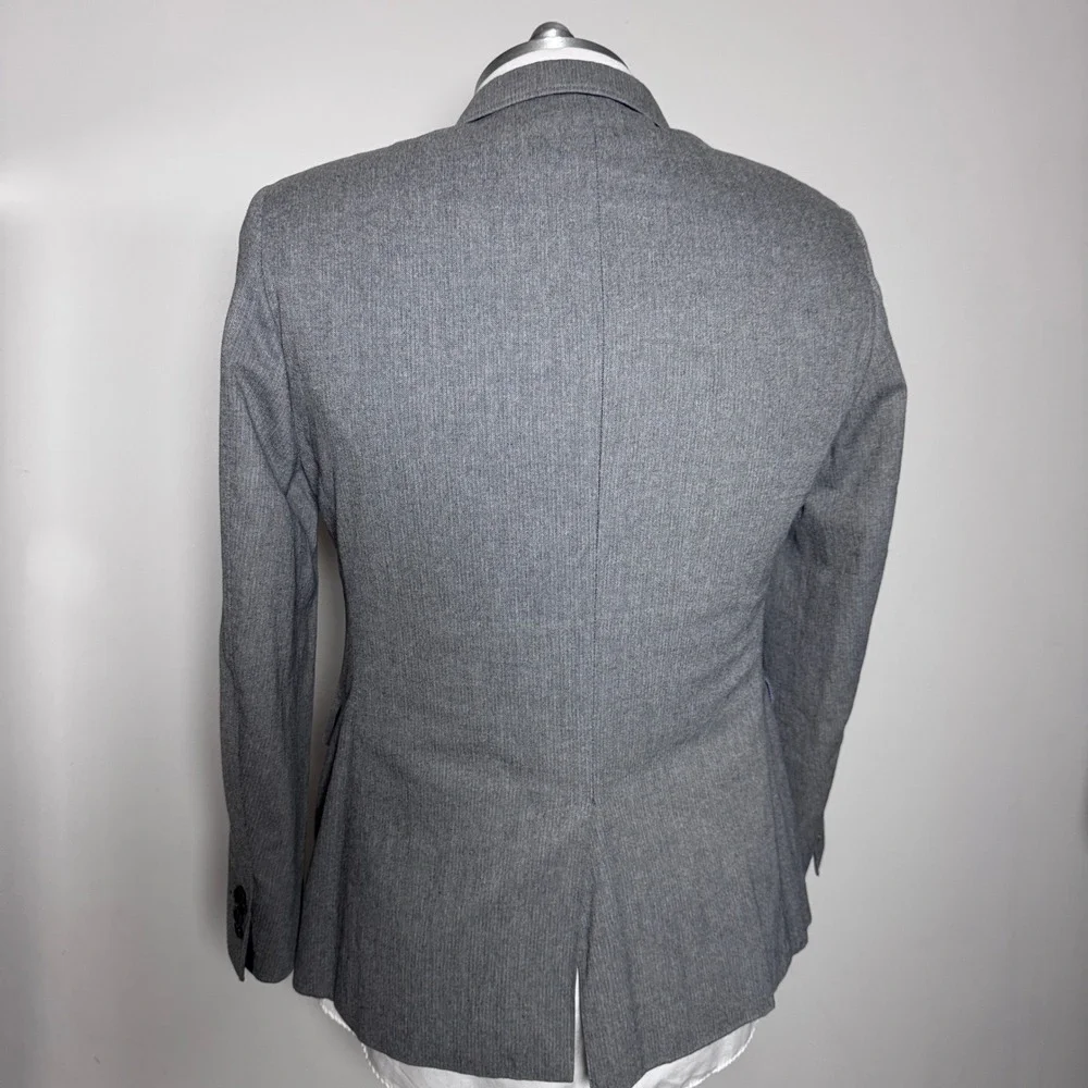 Banana Republic Blazer‎ Mens 44R Grey Herringbone Tailored Fit Emmetex Italian
